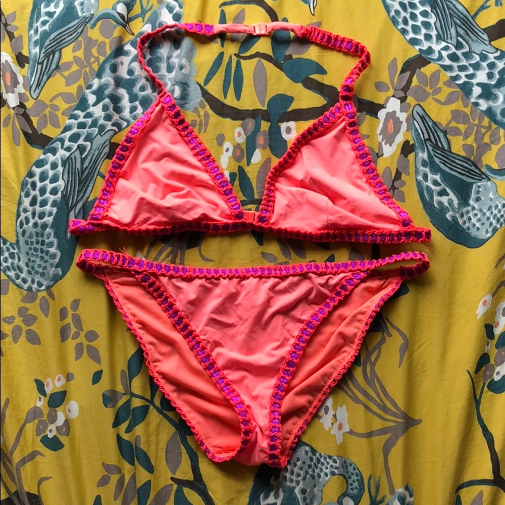 Coral colored bikini set